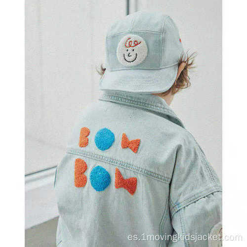 Chaqueta vaquera bordada con letras de dibujos animados para niños